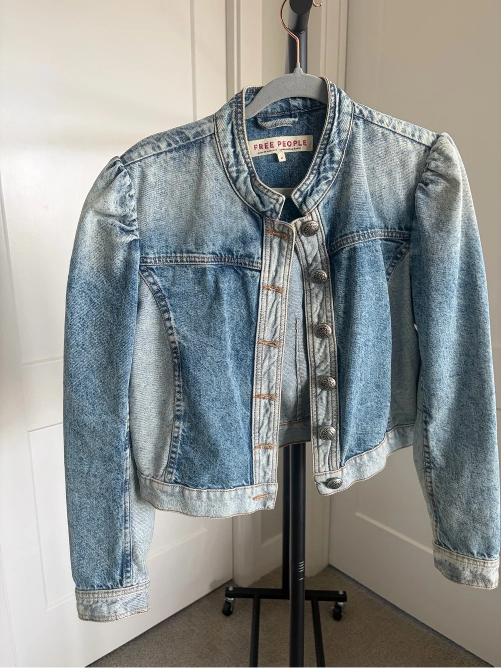 Free People Aubrey Faded Blue Denim Jacket - Picture 7 of 7